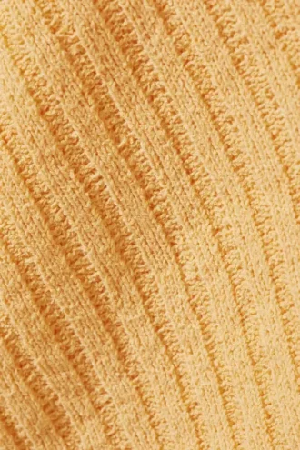 Gestrickter, wickelartiger Pullover mit asymmetrischem V-Ausschnitt – Gelb