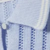 Gestricktes kurzärmeliges Polo-Oberteil aus Baumwolle – Hellblau – Weiße Streifen Gestricktes kurzärmeliges Polo-Oberteil aus Baumwolle – Hellblau – Weiße Streifen