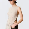 Gestricktes Tanktop mit U-Boot-Ausschnitt – Hellbeige Gestricktes Tanktop mit U-Boot-Ausschnitt – Hellbeige