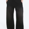 Gewaschene Scuba-Jogginghose mit weitem Bein – gewaschen, schwarz