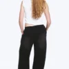 Gewaschene Scuba-Jogginghose mit weitem Bein – gewaschen, schwarz