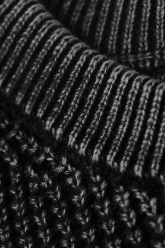 Gewaschener, übergroßer, kastenförmiger Pullover – gewaschen, schwarz