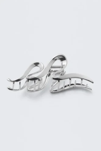 Gewellte Haarspange – Silber