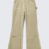Gia F Arbeitshose mit ausgestelltem Bein – gewaschenes Beige Gia F Arbeitshose mit ausgestelltem Bein – gewaschenes Beige