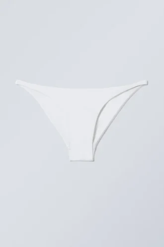 Glattes Bikini-Höschen mit niedriger Leibhöhe – Weiß