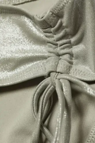 Glitzer-Bikinihose mit Bindebändern – Glitzer Khaki-Grün