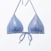 Glitzer-Triangel-Bikini-Oberteil – Blauer Glitzer