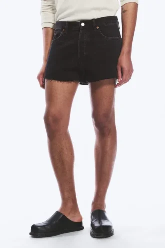 Gravity Mid Rise Loose Denim Shorts – Tuned Black – Schwarz