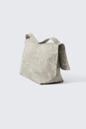 Große Clutch aus Kunstleder – Hellstaubgrau
