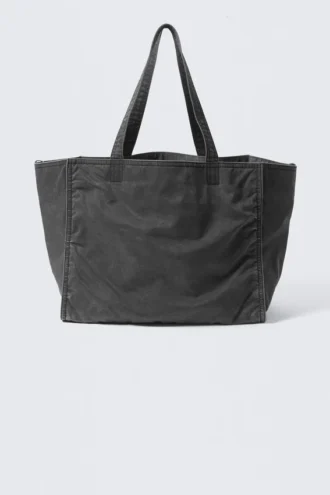 Große gewaschene Tasche – gewaschen, schwarz