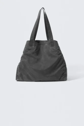 Große gewaschene Tasche – gewaschen, schwarz