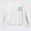Großes, kastenförmiges Langarmshirt mit Print – Weiß – Surf Paint Großes, kastenförmiges Langarmshirt mit Print – Weiß – Surf Paint