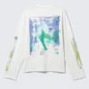 Großes, kastenförmiges Langarmshirt mit Print – Weiß – Surf Paint Großes, kastenförmiges Langarmshirt mit Print – Weiß – Surf Paint
