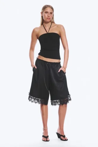Halter-Bandeau-Top – Schwarz