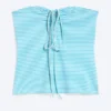 Halter-Bandeau-Top – Weiß-türkisfarbene Streifen Halter-Bandeau-Top – Weiß-türkisfarbene Streifen
