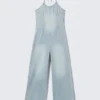 Halter-Denim-Jumpsuit – Space Blue – Hellblau Halter-Denim-Jumpsuit – Space Blue – Hellblau
