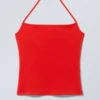 Halter-Tanktop mit Trägern – Rot Halter-Tanktop mit Trägern – Rot