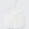 Halter-Top mit Bindebändern – Weiß Halter-Top mit Bindebändern – Weiß