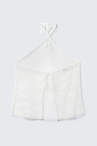 Halter-Top mit Bindebändern – Weiß