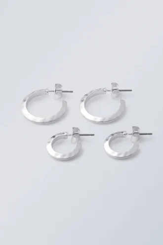 Hammered Hoops 2er-Pack – Silber Hammered Hoops 2er-Pack – Silber