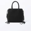 Handtasche aus Baumwolle mit Schnürung – Schwarz Handtasche aus Baumwolle mit Schnürung – Schwarz