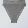 Heat Bikini-Hose mit hoher Taille – Grau schimmernd Heat Bikini-Hose mit hoher Taille – Grau schimmernd