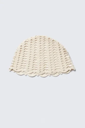 Häkel-Baumwoll-Sturmhaube – Hellbeige Häkel-Baumwoll-Sturmhaube – Hellbeige