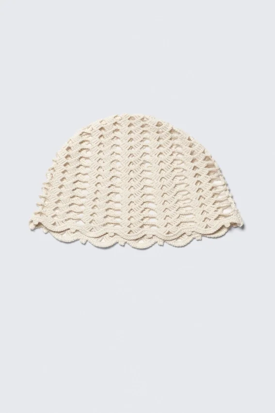 Häkel-Baumwoll-Sturmhaube – Hellbeige Häkel-Baumwoll-Sturmhaube – Hellbeige