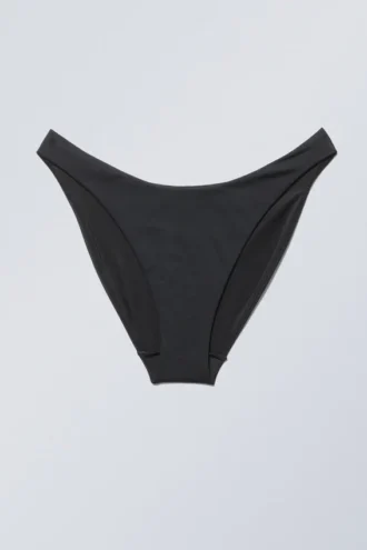 Hoch geschnittene Bikinihose – Schwarz