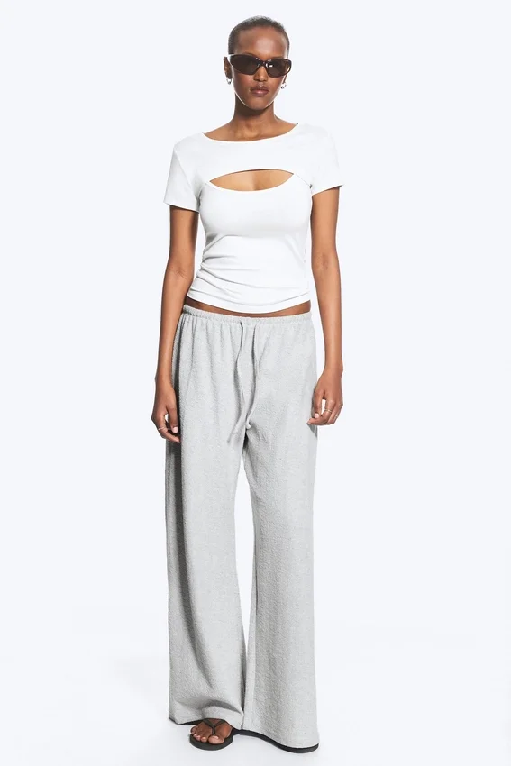 Hose aus Frottee – Hellstaubgrau meliert Hose aus Frottee – Hellstaubgrau meliert
