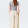 Hose mit niedriger Leibhöhe, Rüschen und Kordelzug – Off-White Hose mit niedriger Leibhöhe, Rüschen und Kordelzug – Off-White