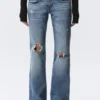 Hour Low Rise Skinny Bootcut Distressed Jeans – Blue Horses – Mittelblau Hour Low Rise Skinny Bootcut Distressed Jeans – Blue Horses – Mittelblau
