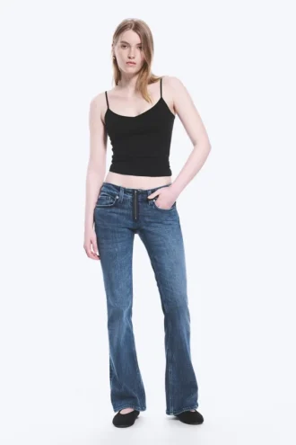 Hour Low Rise Skinny Bootcut Leg Jeans – Dusky Blue – Medium Blue