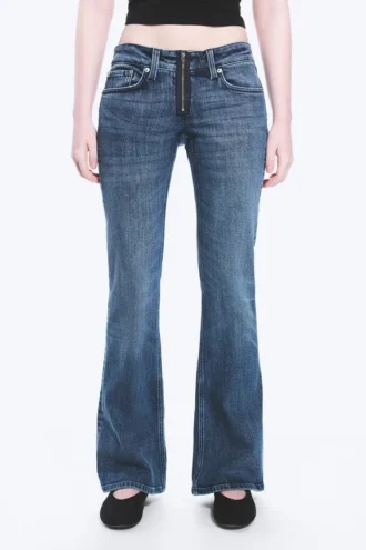 Hour Low Rise Skinny Bootcut Leg Jeans – Dusky Blue – Medium Blue