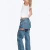 Imoo Cut Low Rise Loose Wide Leg Jeans – Mittelblau Imoo Cut Low Rise Loose Wide Leg Jeans – Mittelblau