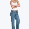 Imoo Cut Low Rise Loose Wide Leg Jeans – Mittelblau Imoo Cut Low Rise Loose Wide Leg Jeans – Mittelblau