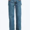 Imoo Cut Low Rise Loose Wide Leg Jeans – Mittelblau Imoo Cut Low Rise Loose Wide Leg Jeans – Mittelblau