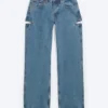 Imoo Cut Low Rise Loose Wide Leg Jeans – Mittelblau Imoo Cut Low Rise Loose Wide Leg Jeans – Mittelblau