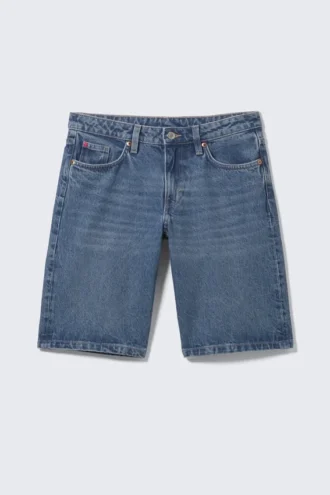 Imoo Denim-Shorts mit niedriger Leibhöhe und weitem Bein – Sunset Blue – Mittelblau