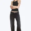 Imoo Low-Rise-Jeans mit weitem Bein – gewaschenes Schwarz Imoo Low-Rise-Jeans mit weitem Bein – gewaschenes Schwarz