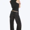 Imoo Low-Rise-Jeans mit weitem Bein – gewaschenes Schwarz Imoo Low-Rise-Jeans mit weitem Bein – gewaschenes Schwarz