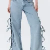 Imoo Low Rise Loose Wide Bow Jeans – Mittelblau – Mittelblau Imoo Low Rise Loose Wide Bow Jeans – Mittelblau – Mittelblau