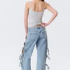 Imoo Low Rise Loose Wide Bow Jeans – Mittelblau – Mittelblau Imoo Low Rise Loose Wide Bow Jeans – Mittelblau – Mittelblau