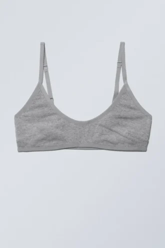 Inez Scooped Baumwoll-Bralette – Grau meliert