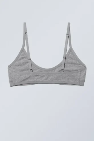 Inez Scooped Baumwoll-Bralette – Grau meliert