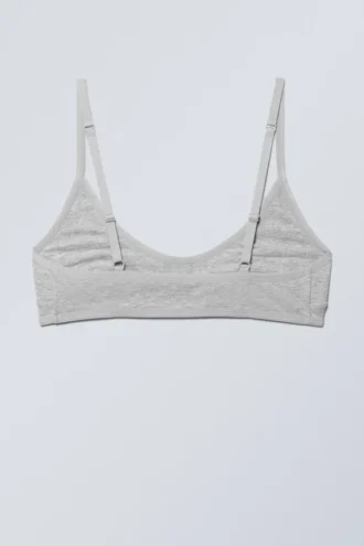Inez Scooped Baumwoll-Bralette – Grau meliert