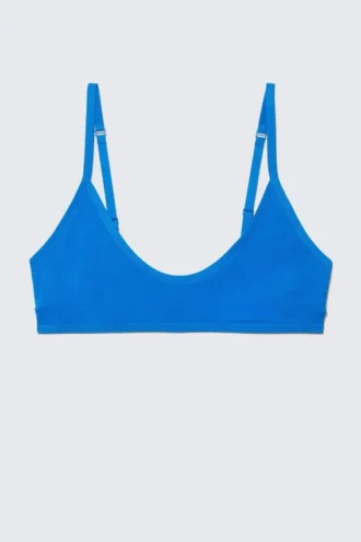 Inez Scooped Baumwoll-Bralette – Hellblau