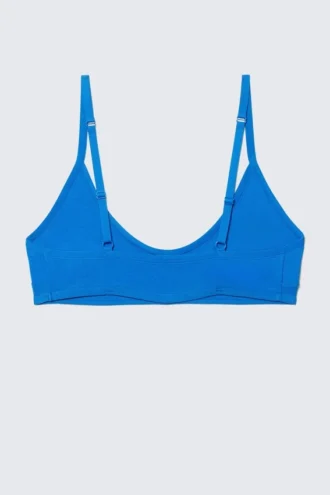 Inez Scooped Baumwoll-Bralette – Hellblau