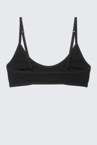 Inez Scooped Baumwoll-Bralette – Schwarz