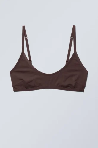 Inez Scooped Cotton Bralette – Dark Plum